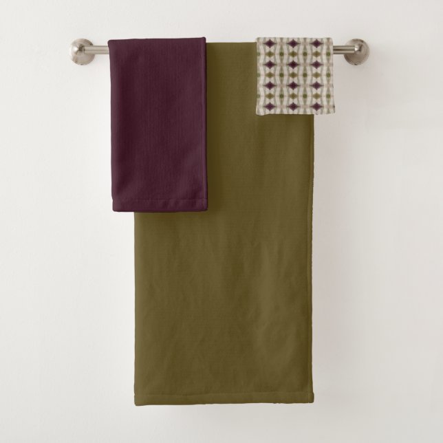 Conjunto De Toalhas Roxo De ameixa E Verde Azeite (Insitu)