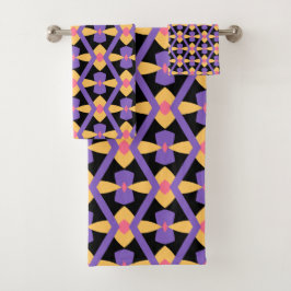 Conjunto De Toalhas Roxo Decorativo e Amarelo