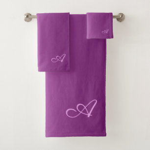 Conjunto De Toalhas Roxo do inclinação com monograma feito sob