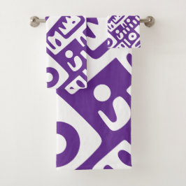Conjunto De Toalhas roxo e branco rabiscos 2 de 4