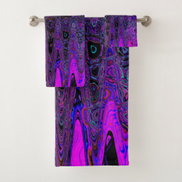 Conjunto De Toalhas Roxo e Ondas Atômicas Retro Negras