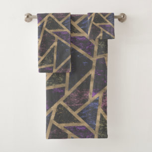 Conjunto De Toalhas Roxo e teste padrão de mosaico do ouro