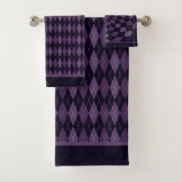 Conjunto De Toalhas Roxo Fundo Argyle