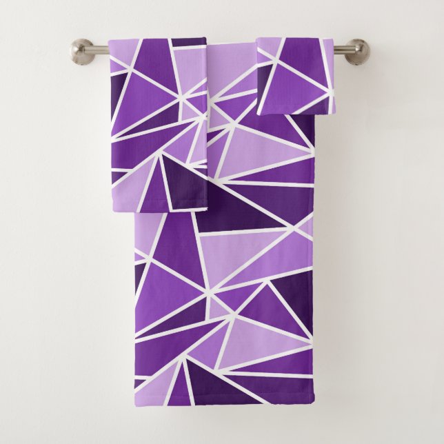 Conjunto De Toalhas Roxo Monocromático abstrato Geométrico (Insitu)