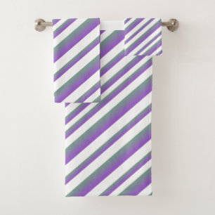 Conjunto De Toalhas Roxo Ombre Multi - Listras