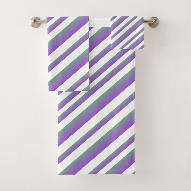 Conjunto De Toalhas Roxo Ombre Multi - Listras (Insitu)