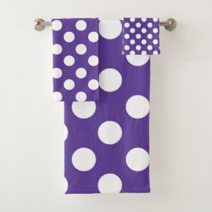 Conjunto De Toalhas Roxo & Pontos Brancos de Bolinhas