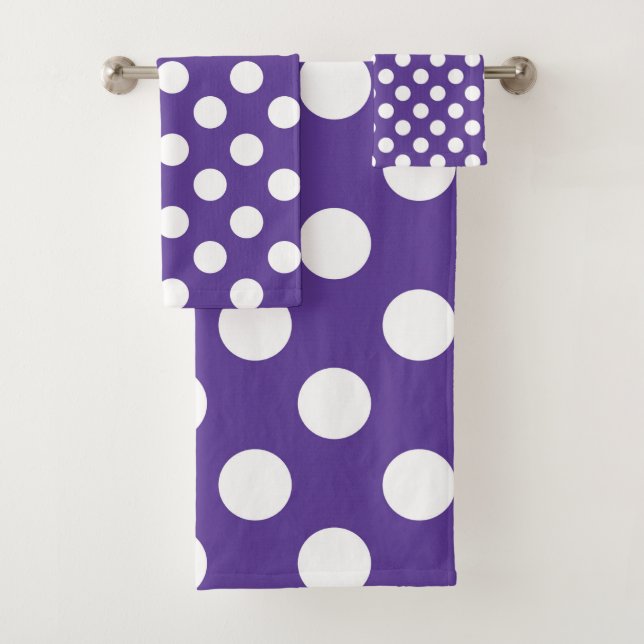 Conjunto De Toalhas Roxo & Pontos Brancos de Bolinhas (Insitu)