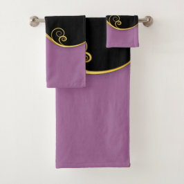 Conjunto De Toalhas Roxo-preto s/ iniciais