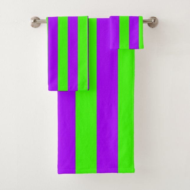 Conjunto De Toalhas Roxo Psicodélico Elétrico E Verde Harlequim (Insitu)