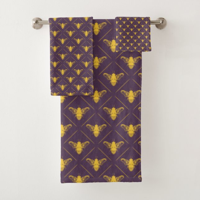 Conjunto De Toalhas Roxo Real e Dourado Puro (Insitu)