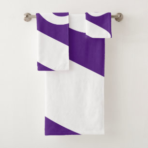 Conjunto De Toalhas Roxo Real e Onda Branca