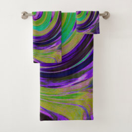 Conjunto De Toalhas Roxo Retro legal e Rotação de Arte Líquida Chartre