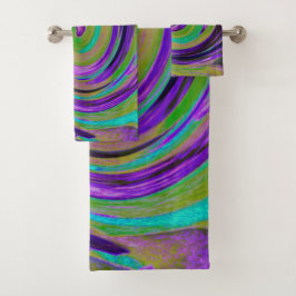 Conjunto De Toalhas Roxo Retro legal e Rotação de Arte Líquida Chartre