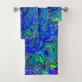 Conjunto De Toalhas Roxo Violeta Abstrato Retro Líquido Turbilhão