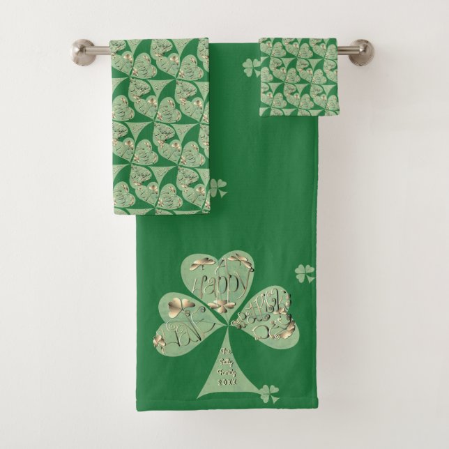Conjunto De Toalhas "Rua Feliz" do Patrick "Shamrocks Green Towel (Insitu)