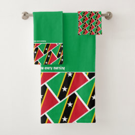 Conjunto De Toalhas RUA KITTS NEVIS FLAG - Escritura Personalizada VER