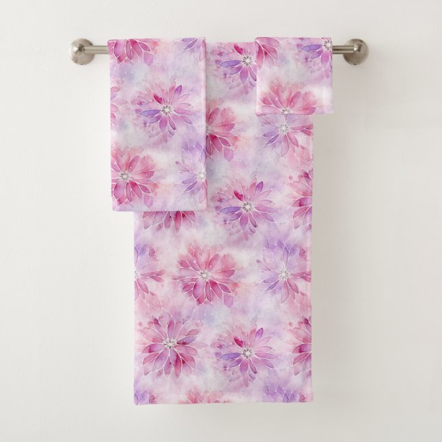 Conjunto De Toalhas Rubicundo Rosa Menina Lavanda Floral Chic  (Insitu)