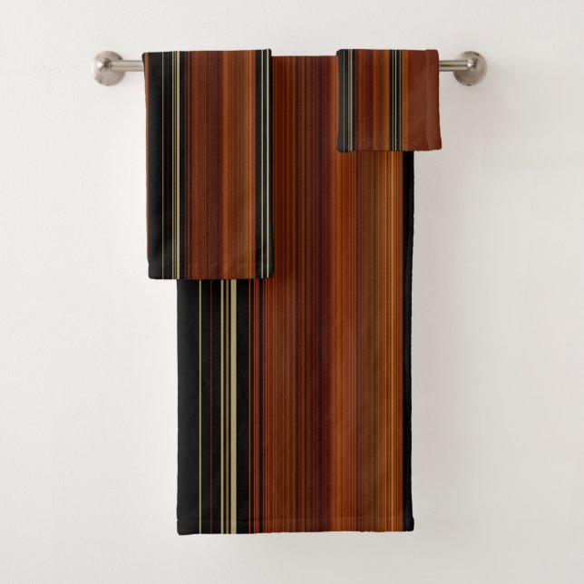 Conjunto De Toalhas Rust Brown Modern Stripes  (Insitu)