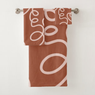 Conjunto De Toalhas Rust Terracotta — Traços mínimos de linha modernos