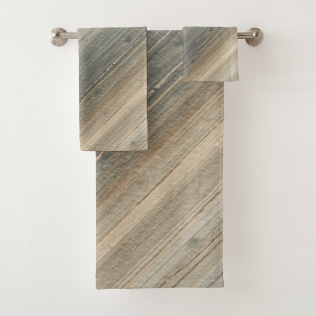 Conjunto De Toalhas Rustic Neutral Gray Brown Abstract Stripe (Insitu)