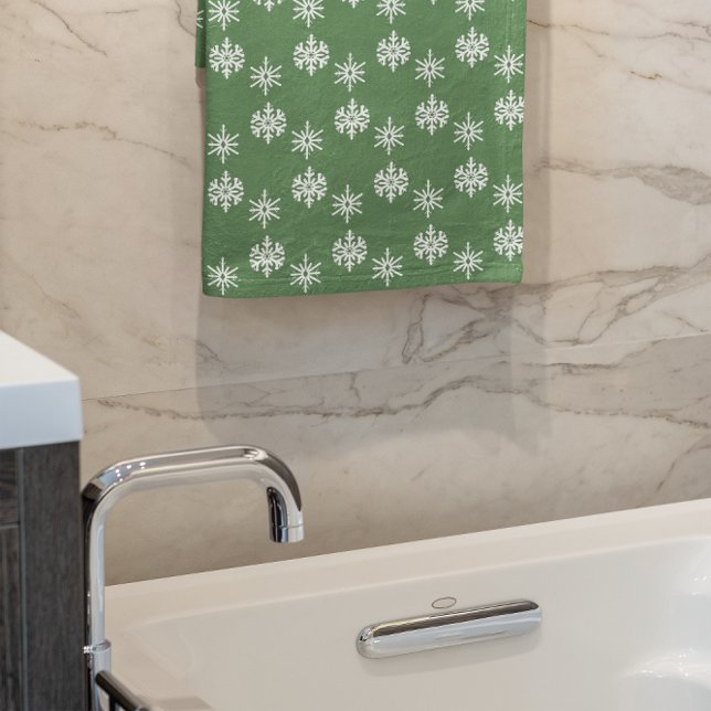 Conjunto De Toalhas Rustic Sage Green e White Snowflakes (Criador carregado)