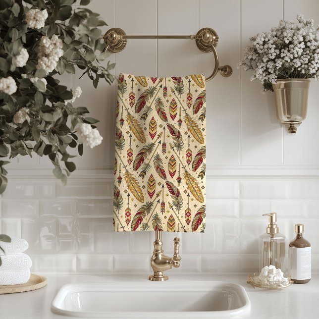 Conjunto De Toalhas Rustic Tribal Towel Arrows and Feathers Design (Rustic Tribal Towel Arrows and Feathers Design)