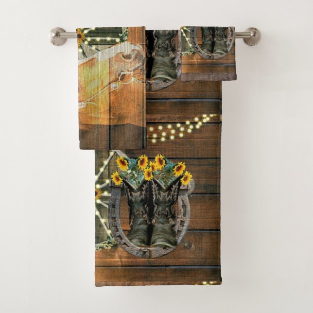 Conjunto De Toalhas Rústico Cavalo Girassol Vagabundo Vagão Roda Botas (Insitu)