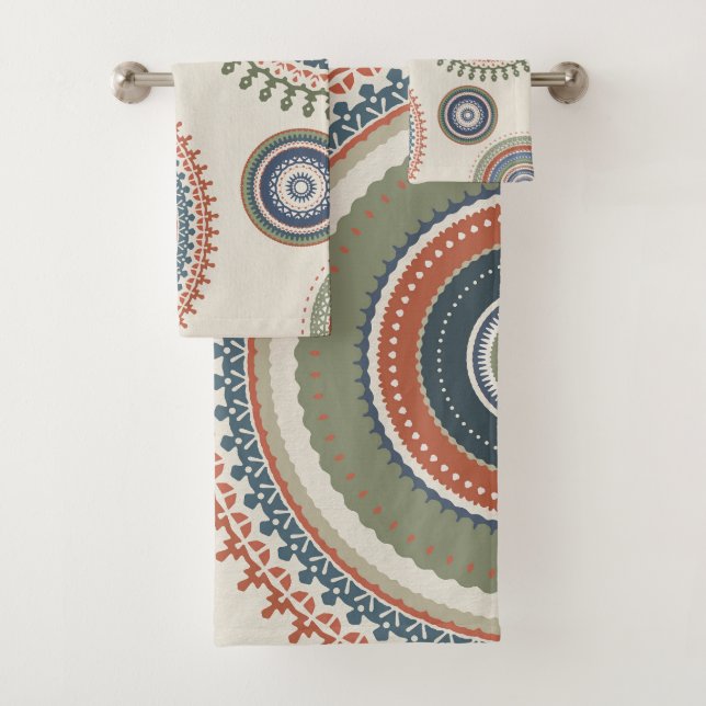 Conjunto De Toalhas Sábio Neutro Azul Multi Mandala (Insitu)