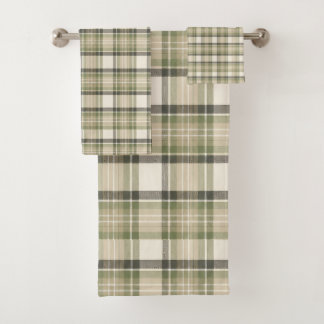Conjunto De Toalhas Sage Cottage Xadrez Tartan Verde Sage