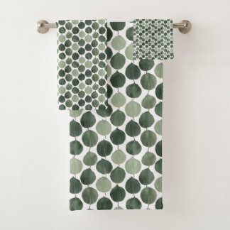Conjunto De Toalhas Sage Green Eucalyptus Leaf Pattern Botanical Plant