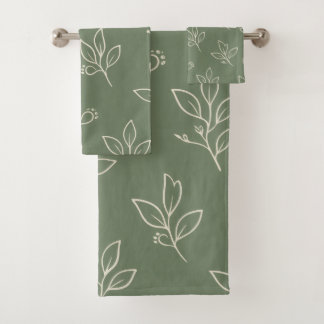 Conjunto De Toalhas Sage Green Leaf Bathroom Towel Set