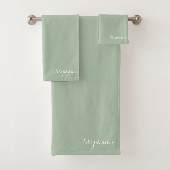 Conjunto De Toalhas Sage Green Name Modern Elegant Monograma Boho (Insitu)