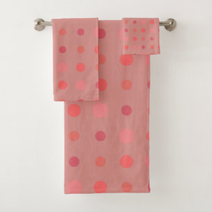 Conjunto De Toalhas Salmão e pontos rosa
