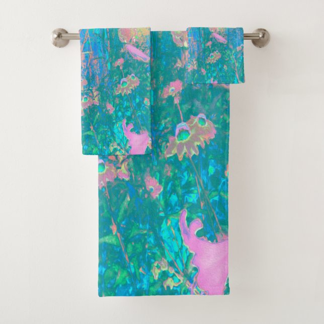 Conjunto De Toalhas Salto de Aqua Trippy com flores psicodélicas (Insitu)