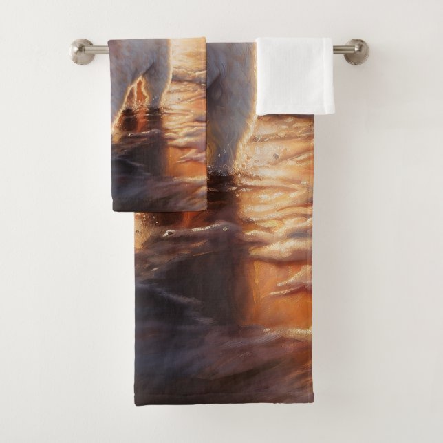 Conjunto De Toalhas Sandy Paws Bichon Frise Dog em Beach Sunset (Insitu)