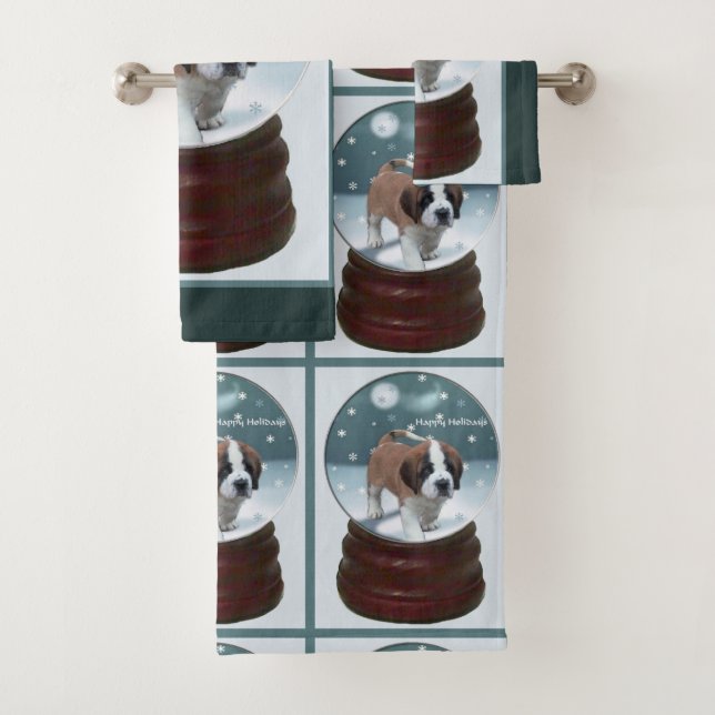 Conjunto De Toalhas Santo Bernard Puppy Natal (Insitu)