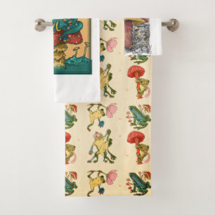 Conjunto De Toalhas Sapo com design de cottagecore em cogumelo