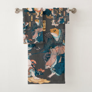 Conjunto De Toalhas Sapo japonês ukiyo-e Froggies