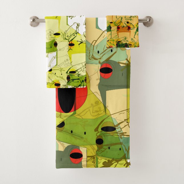 Conjunto De Toalhas Sapos Funky Coloridos (Insitu)