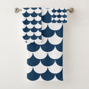 Conjunto De Toalhas Scallop do branco e dos azuis marinhos