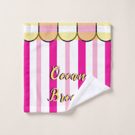 Conjunto De Toalhas Scalloped Cabana Pink White Summer Stripes