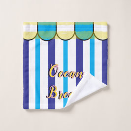 Conjunto De Toalhas Scalloped Cabana Yellow Blue Summer Stripes