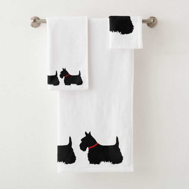 Conjunto De Toalhas Scottish Terrier/colarinho vermelho/branco - escol (Insitu)