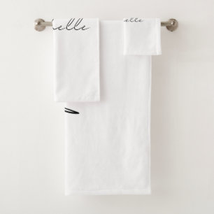 Conjunto De Toalhas Script Classy Na moda adicione seu nome