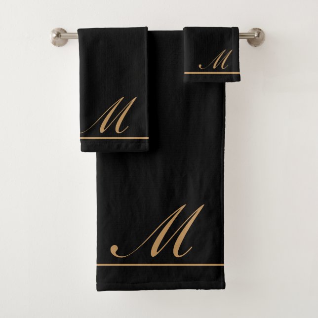 Conjunto De Toalhas Script Dourado Elegante Inicial (Insitu)