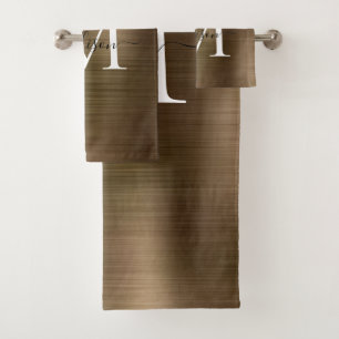 Conjunto De Toalhas Script Monograma Dourado Amarelo Elegante, escovad