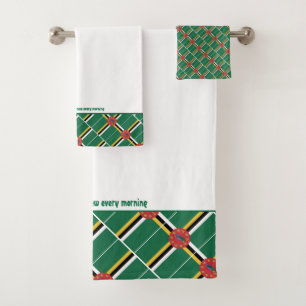 Conjunto De Toalhas Scriptação Personalizada DOMINICA FLAG BRANCA
