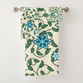 Conjunto De Toalhas Seamless floral pattern on beige background