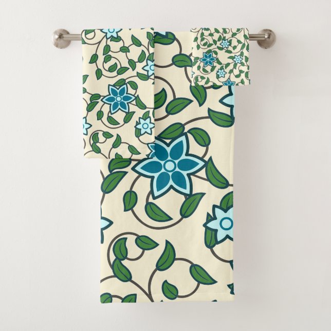 Conjunto De Toalhas Seamless floral pattern on beige background (Insitu)